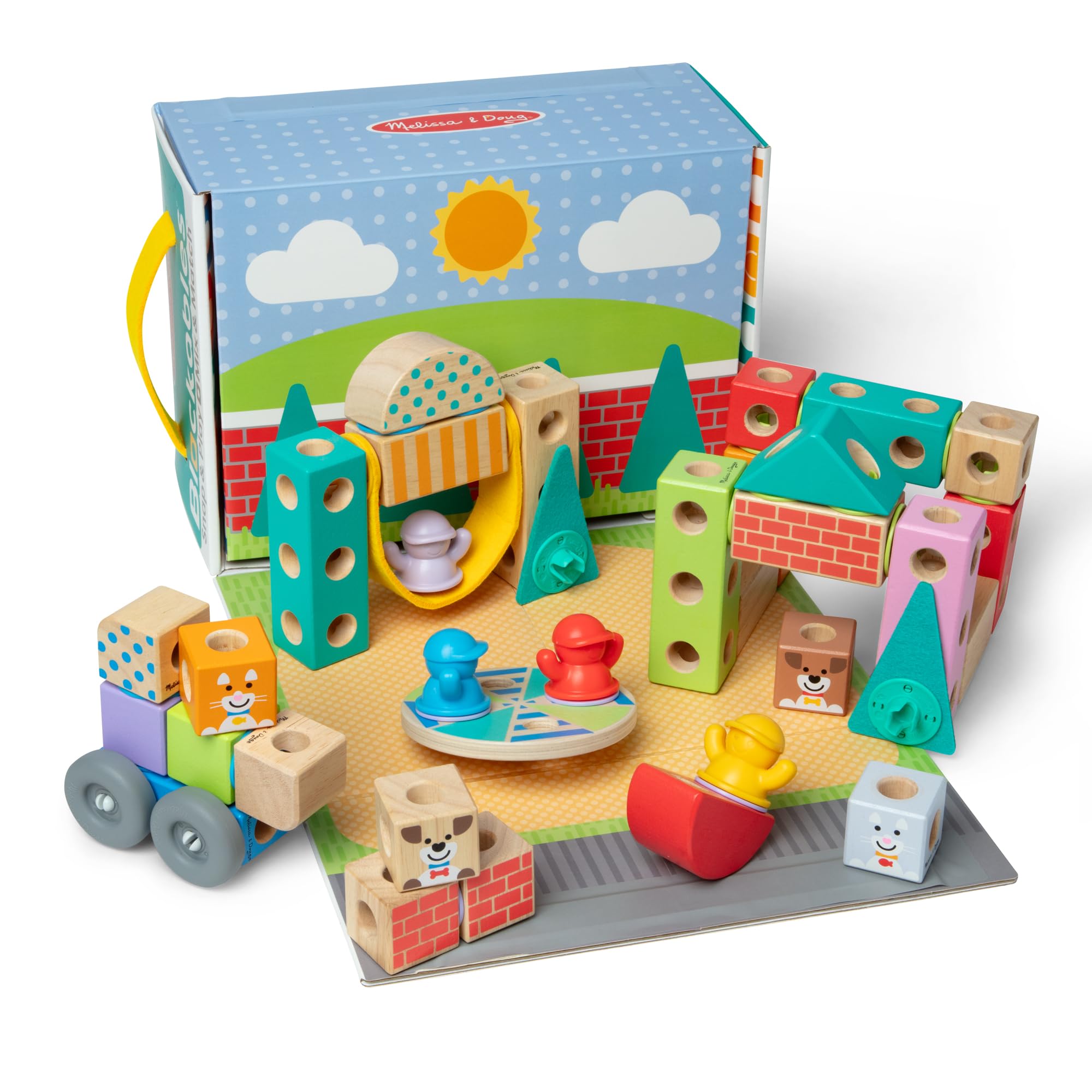 Melissa & Doug empaque frontal mostrando contenido y facilidad de transporte