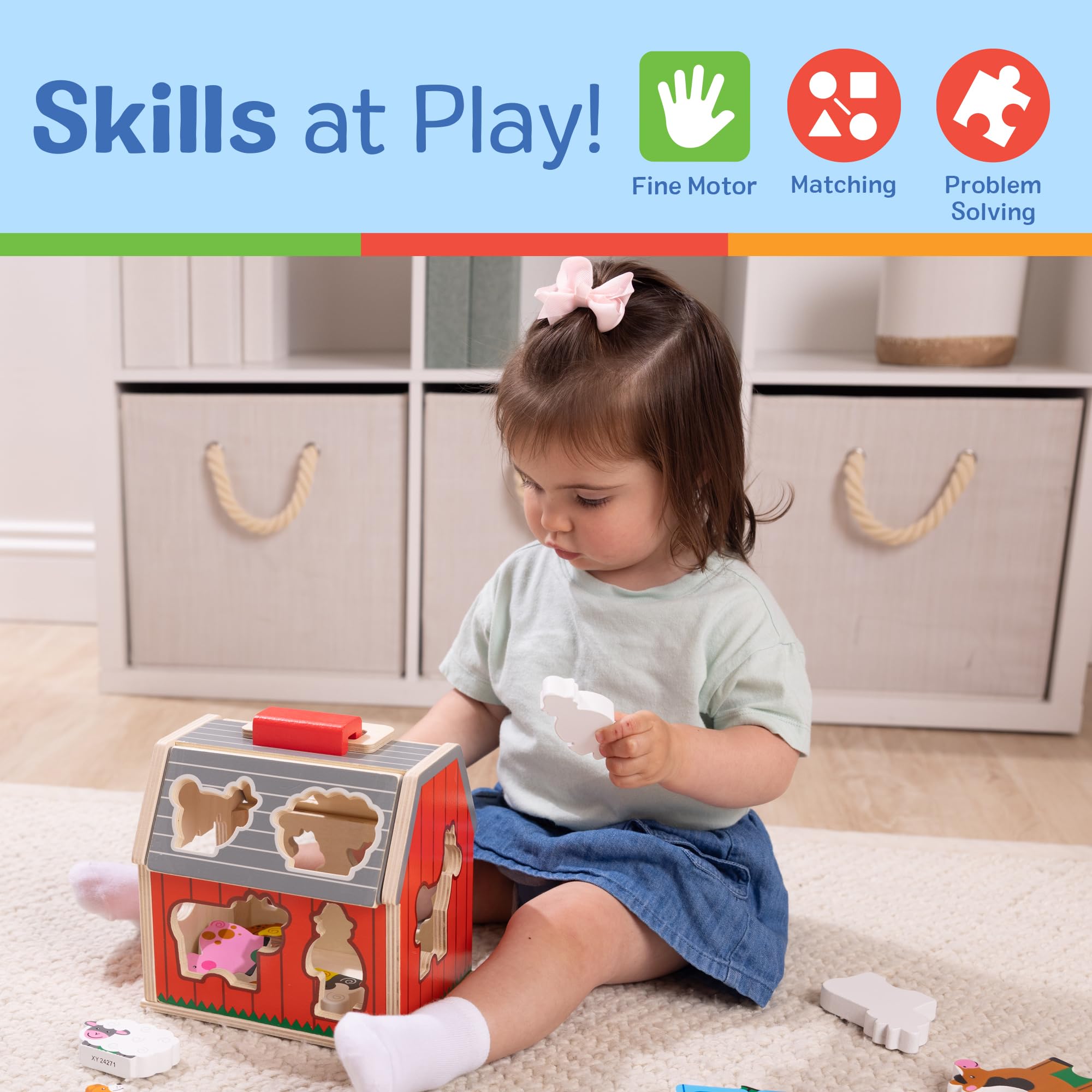 Melissa & Doug closeup of wooden animal figure highlighting chunky graspable design