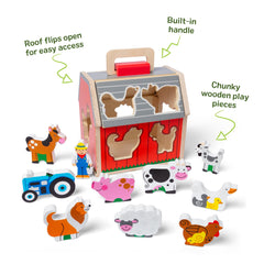 Melissa & Doug farm animals lined up demonstrating matching and storytelling play