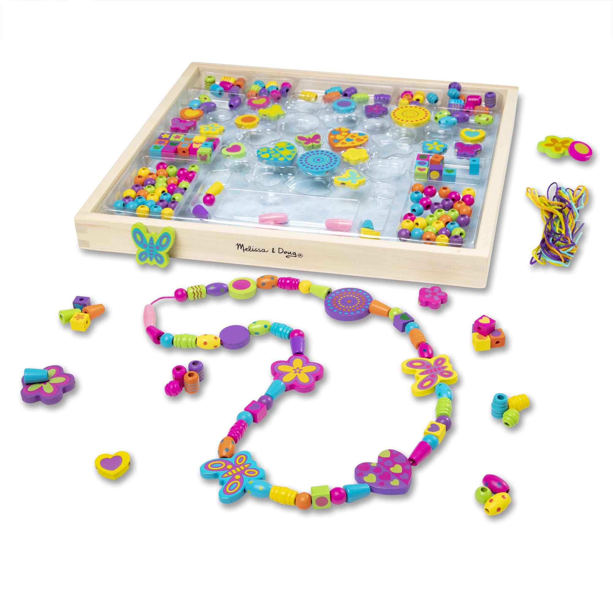 Melissa & Doug bandeja frontal mostrando todas las piezas y fácil almacenamiento