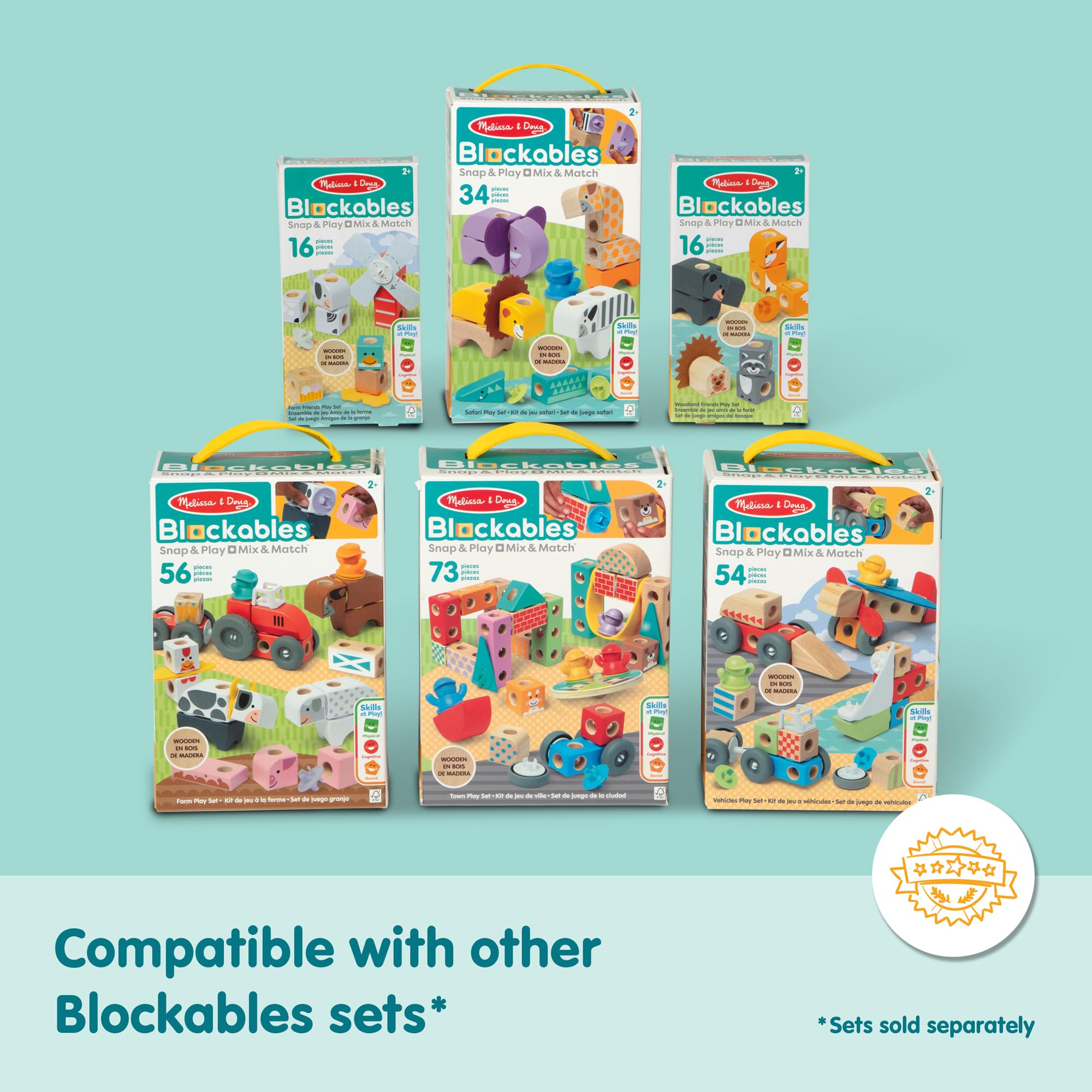 Melissa & Doug almacenamiento con asas para transporte fácil y recogida rápida