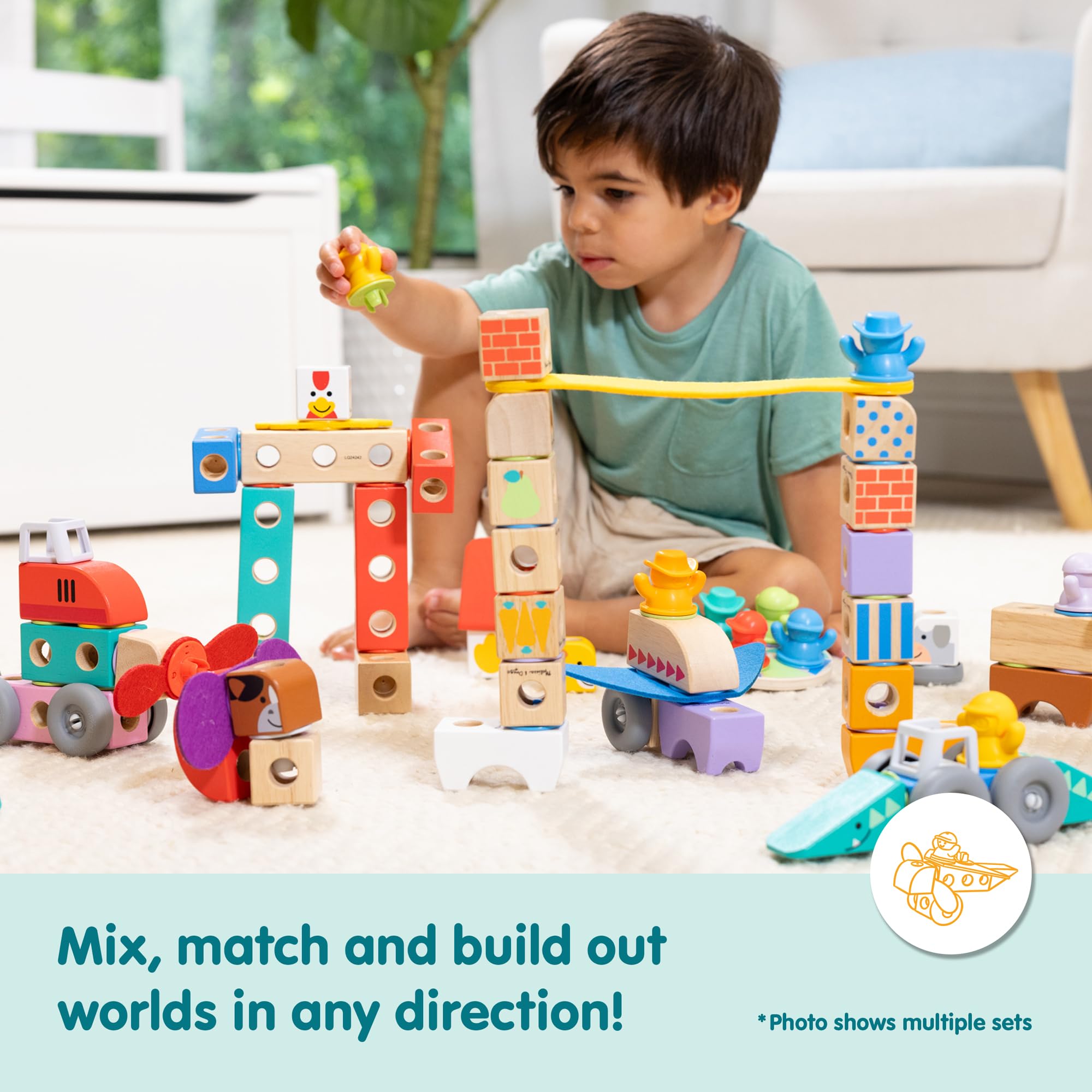 Melissa & Doug comparación de tamaño con manos infantiles para referencia de escala