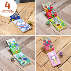Melissa & Doug cuadernillo Dinosaurios abierto con páginas listas para estampar y diversión