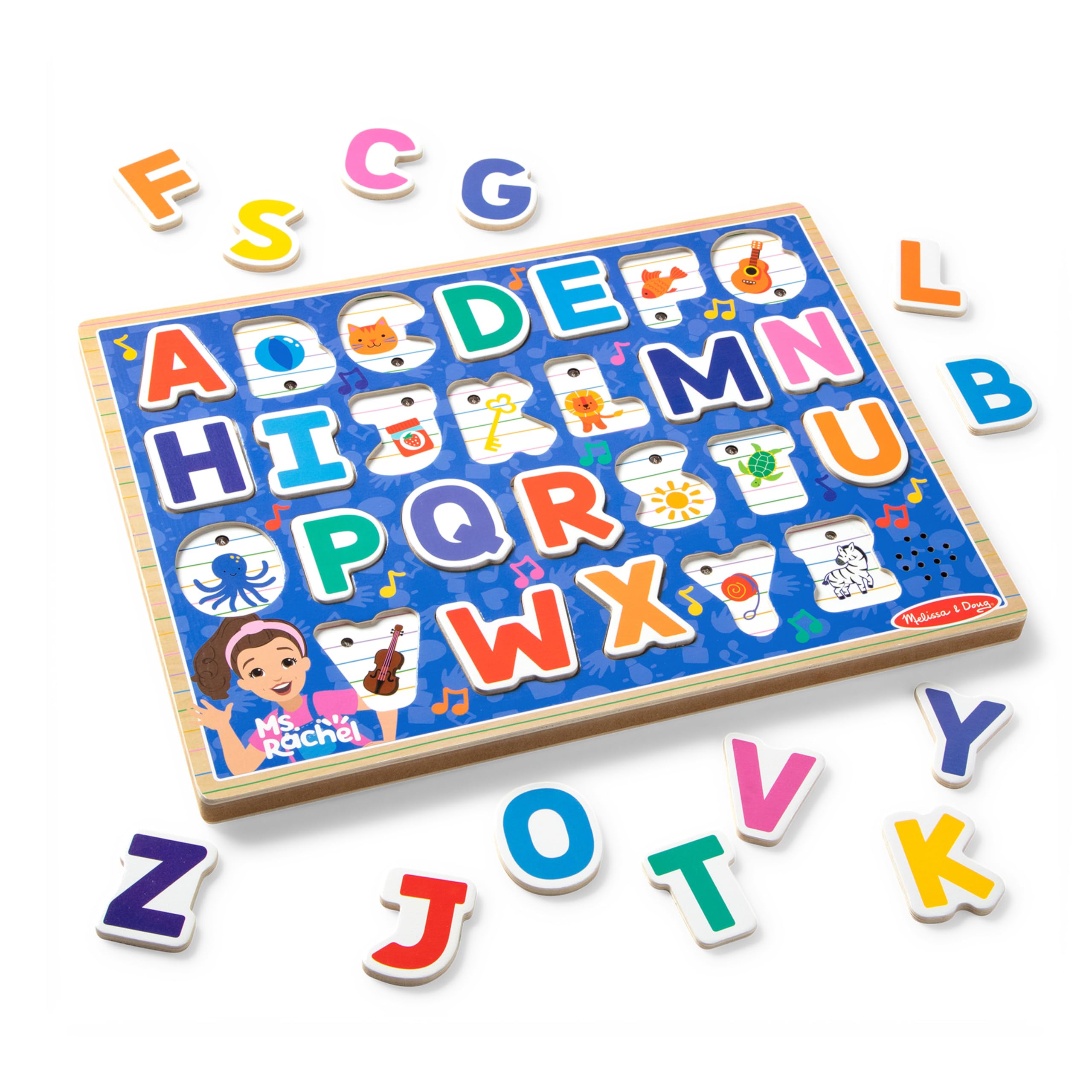 Melissa & Doug tablero frontal del rompecabezas con letras, fomenta reconocimiento de letras