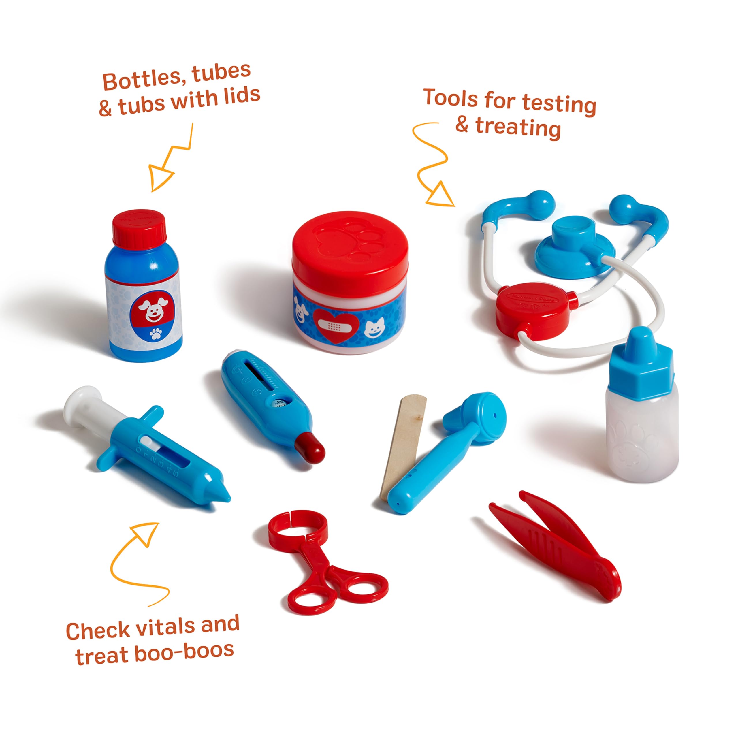 Melissa & Doug otoscopio y pinzas primer plano, promueven juego detallado