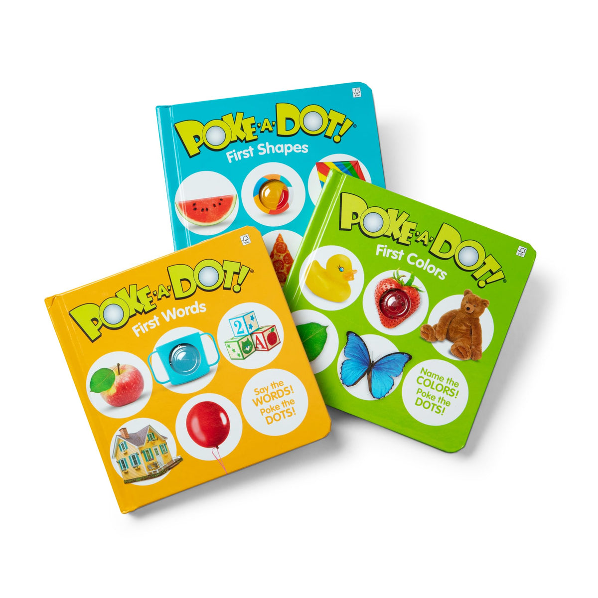Melissa & Doug vista frontal del pack con tres libros y estuche, fomenta aprendizaje táctil