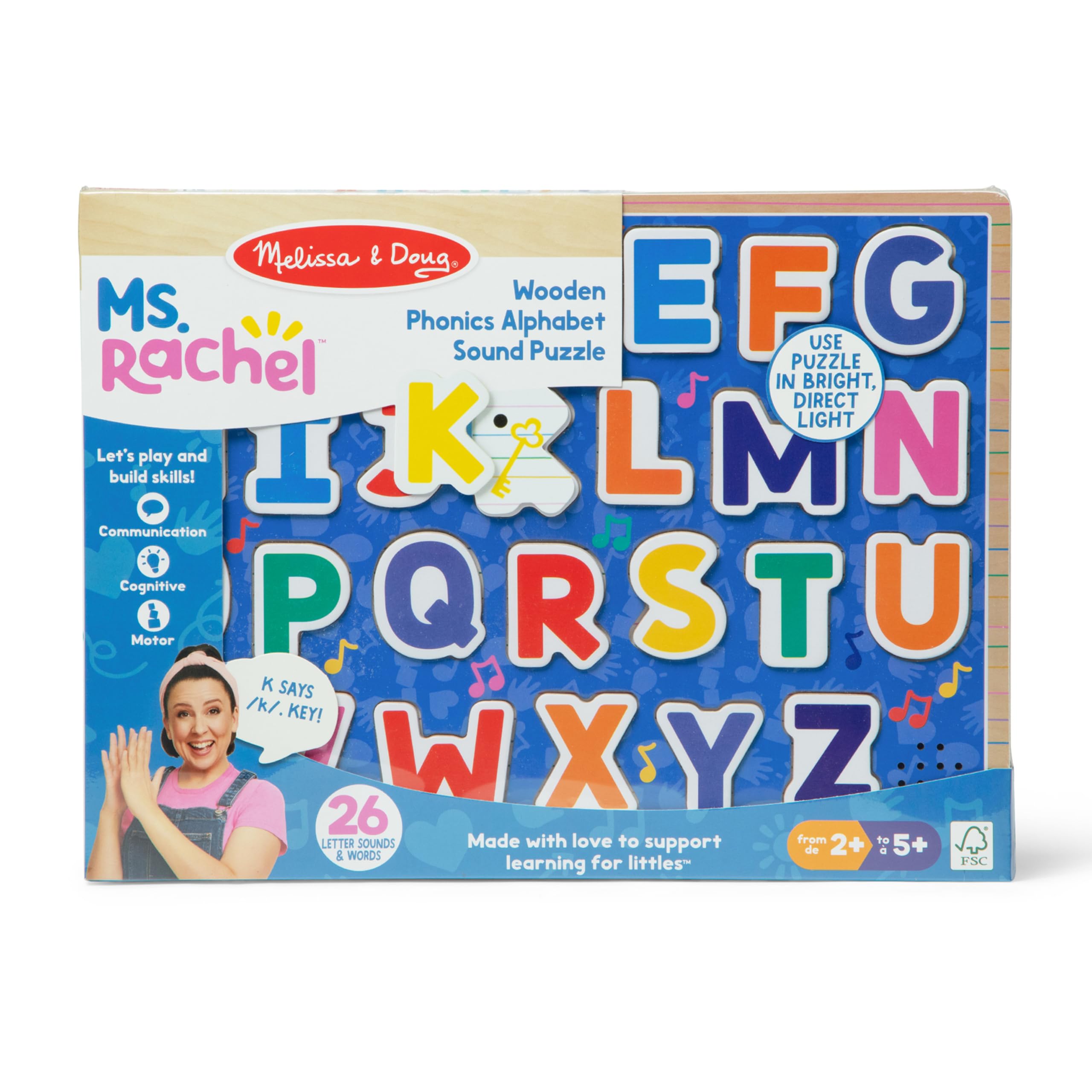 Melissa & Doug vista del tablero con sensor de luz y control on/off, uso fácil y silencioso