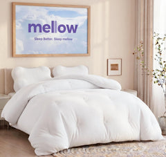 Mellow edredón frente a cama mostrando volumen y confort diario