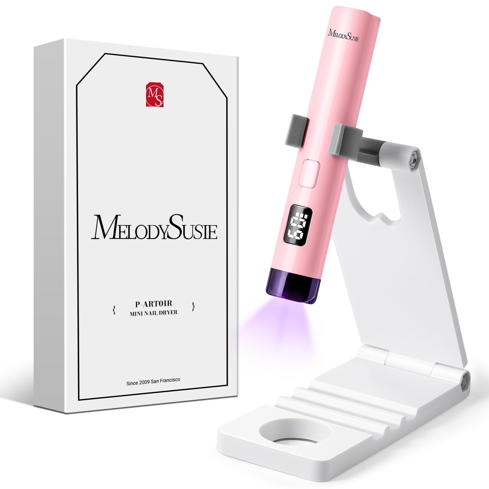 MelodySusie P-ART01R frente con soporte mostrando estabilidad y control