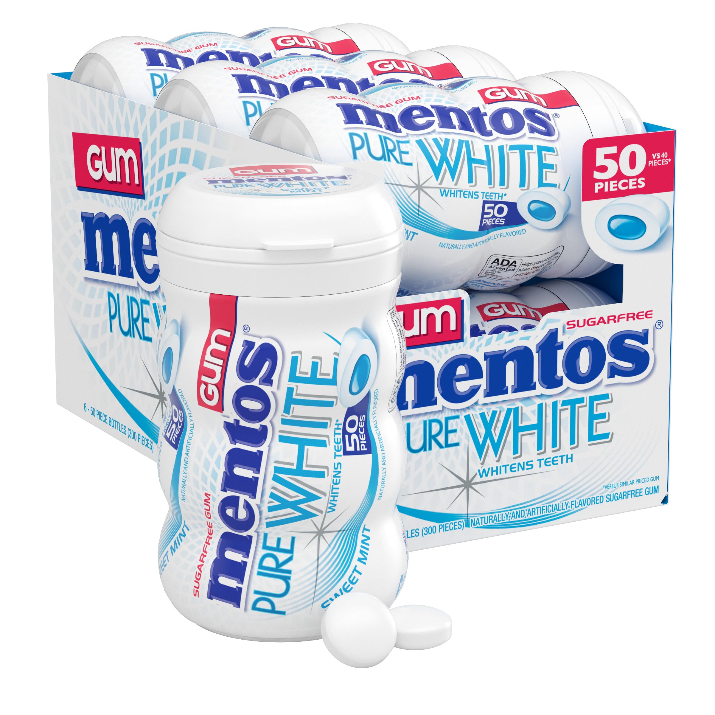 Mentos bote frente mostrando el envase y marca Mentos para frescura inmediata