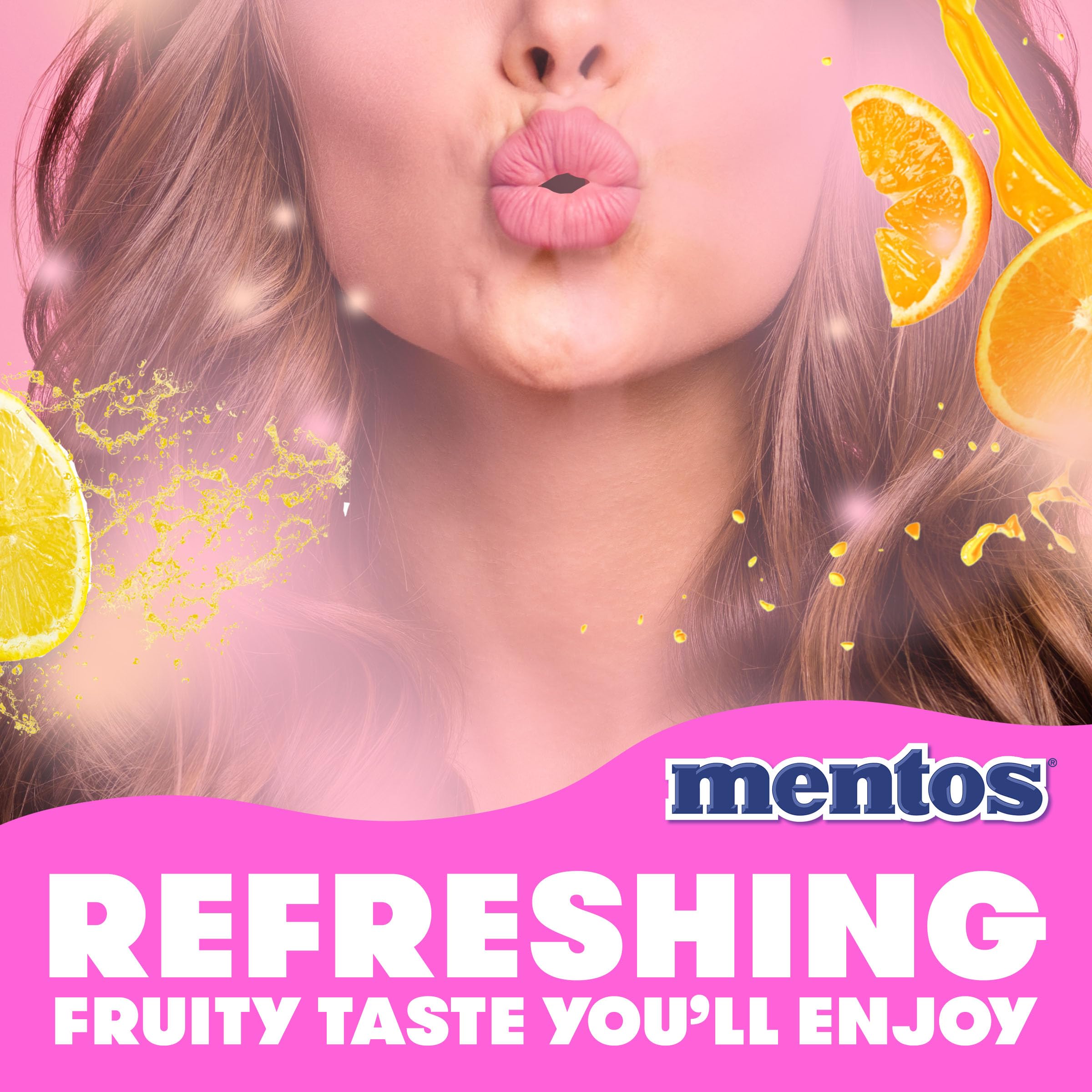Primer plano de la capa exterior de Mentos que se disuelve, experiencia crujiente