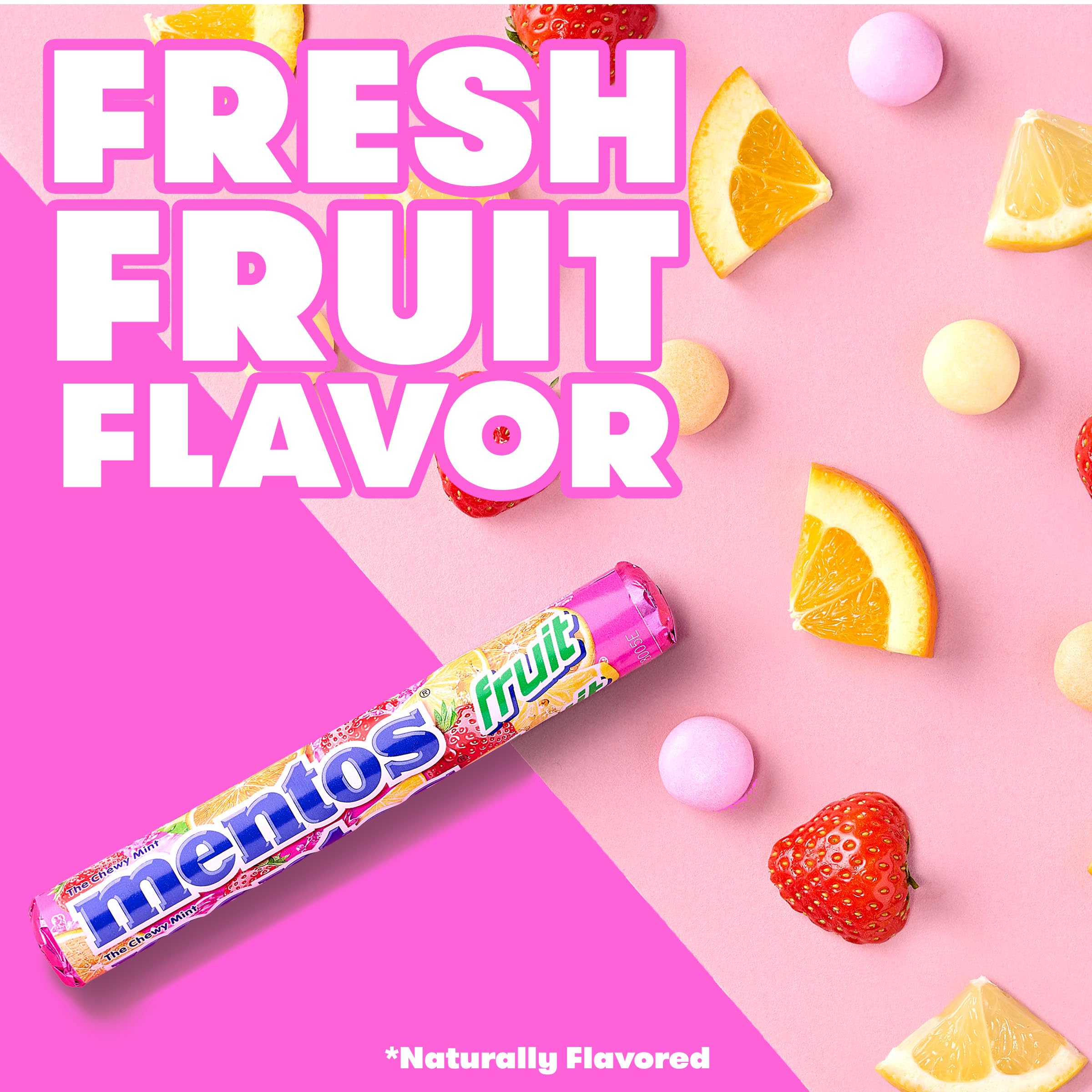 Mentos rollo abierto con piezas visibles, Mentos para compartir rápidamente