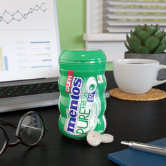Mentos bottle open close-up showing flip-top cap for easy access and freshness