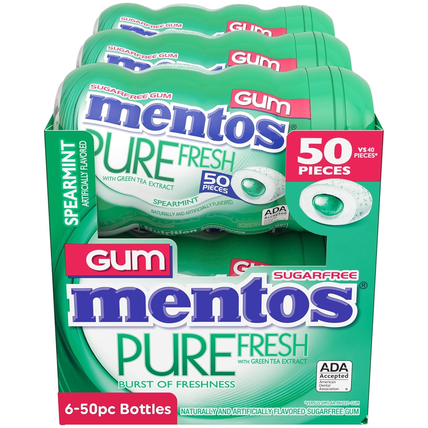 Hand holding Mentos bottle for size comparison showing portable resealable container