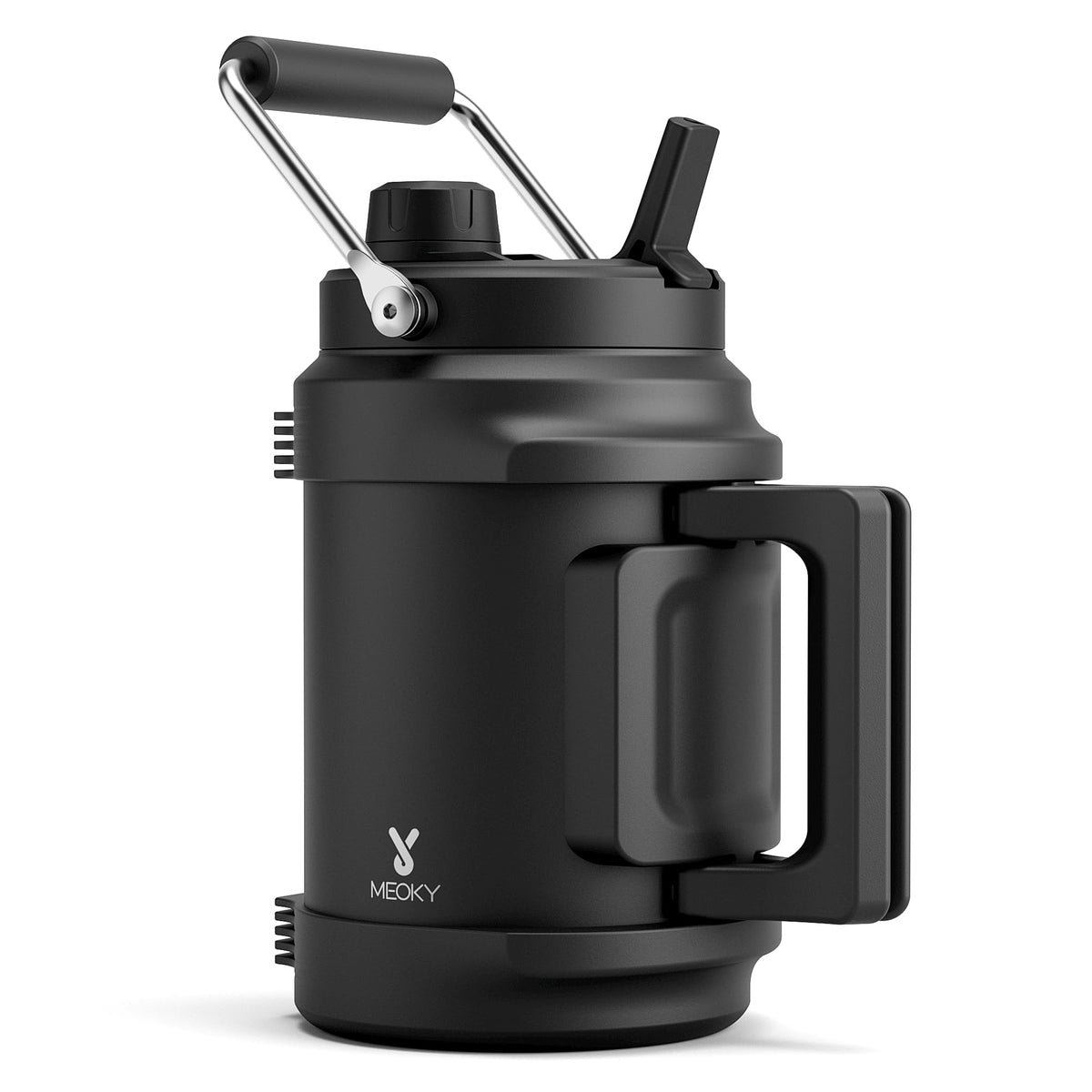 Meoky vista frontal del envase con capacidad media galón, transporte fácil