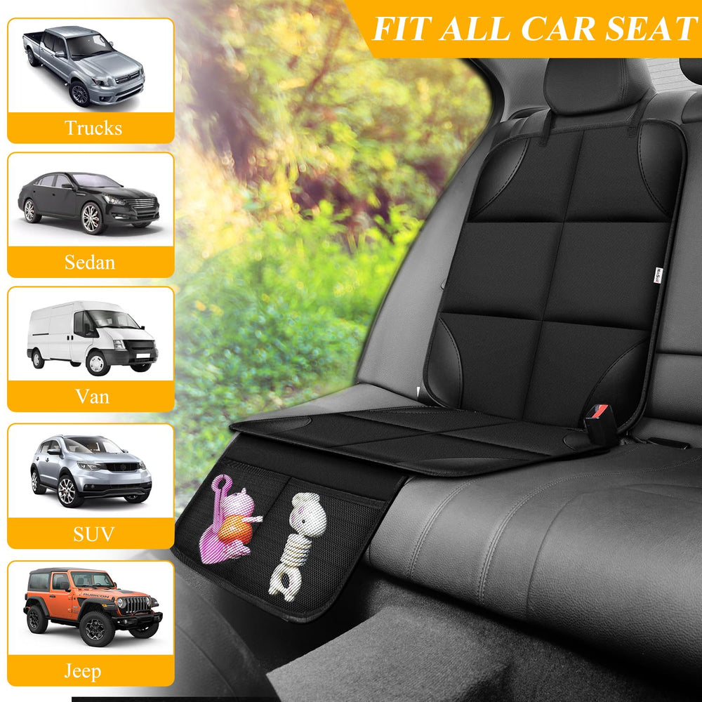 Meolsaek installed under a child seat demonstrating anti-imprint protection benefit