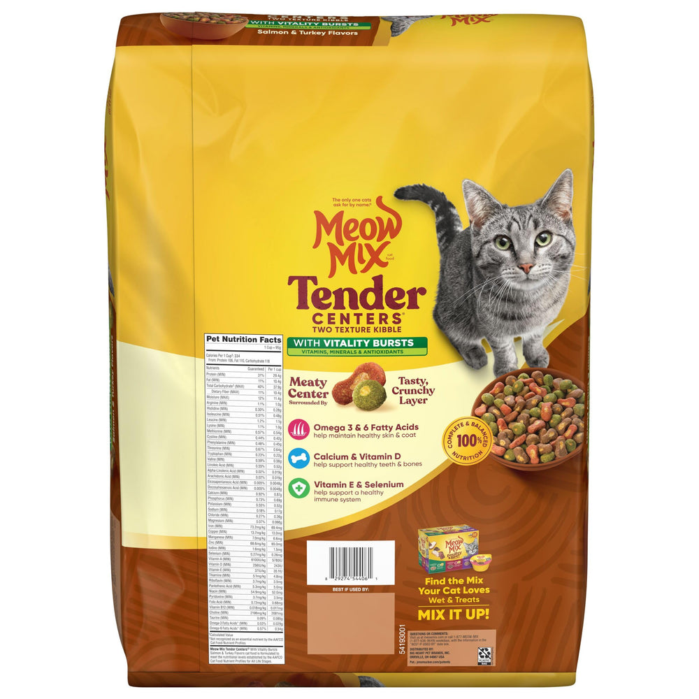 Meow Mix etiqueta nutricional en primer plano para información clara
