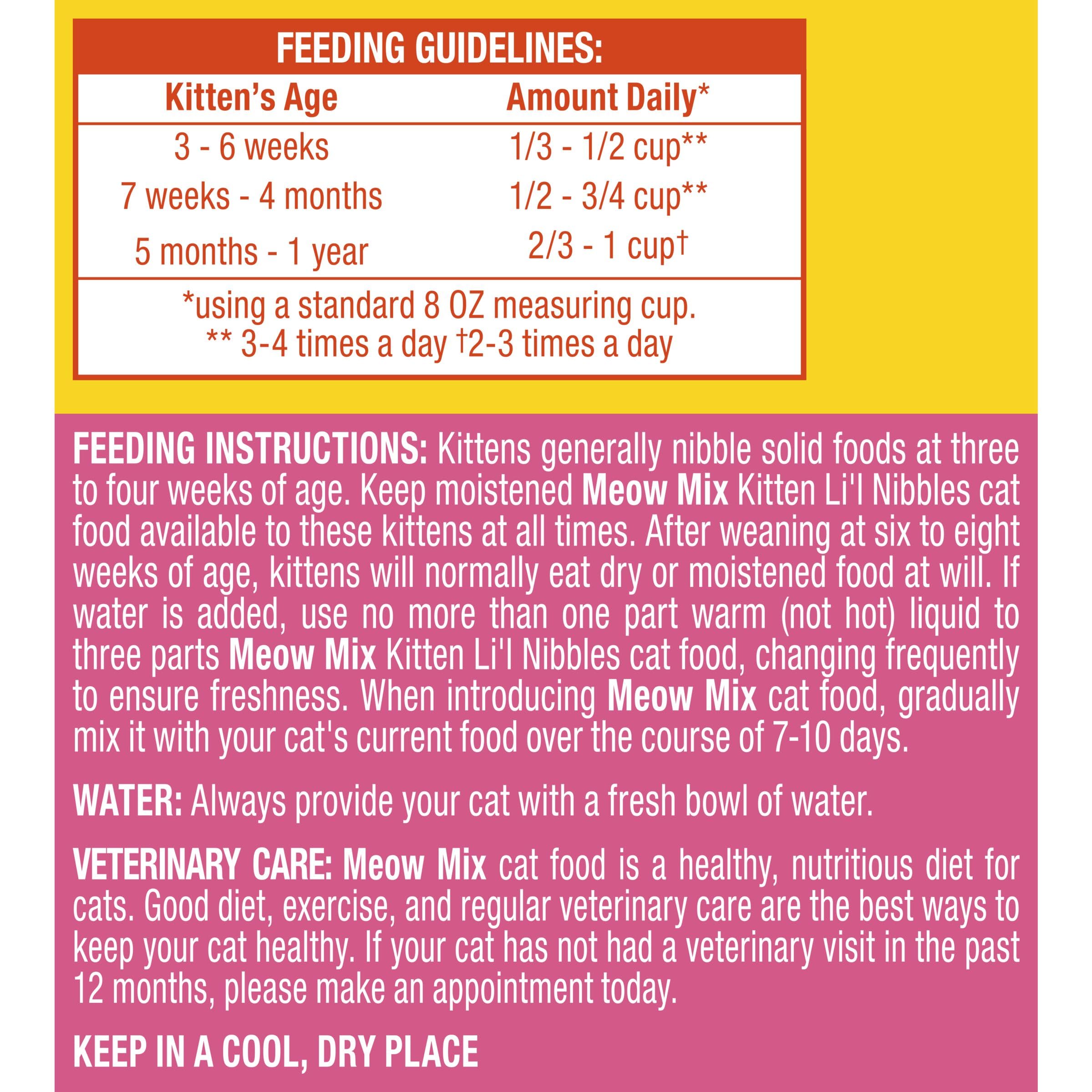 Meow Mix etiqueta con información nutricional clara para cuidadores