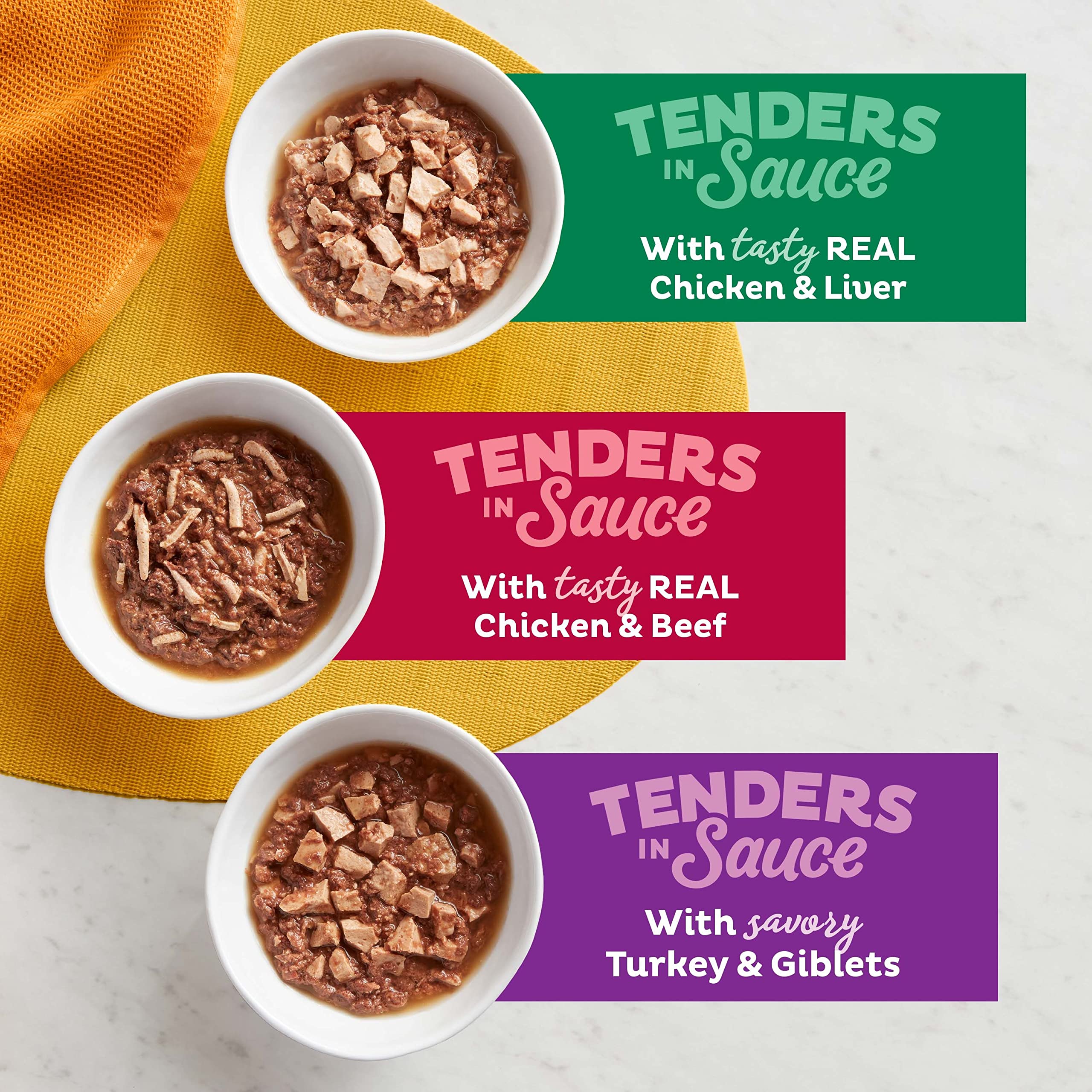 Meow Mix taza abierta con salsa, facilita servir y porcionar