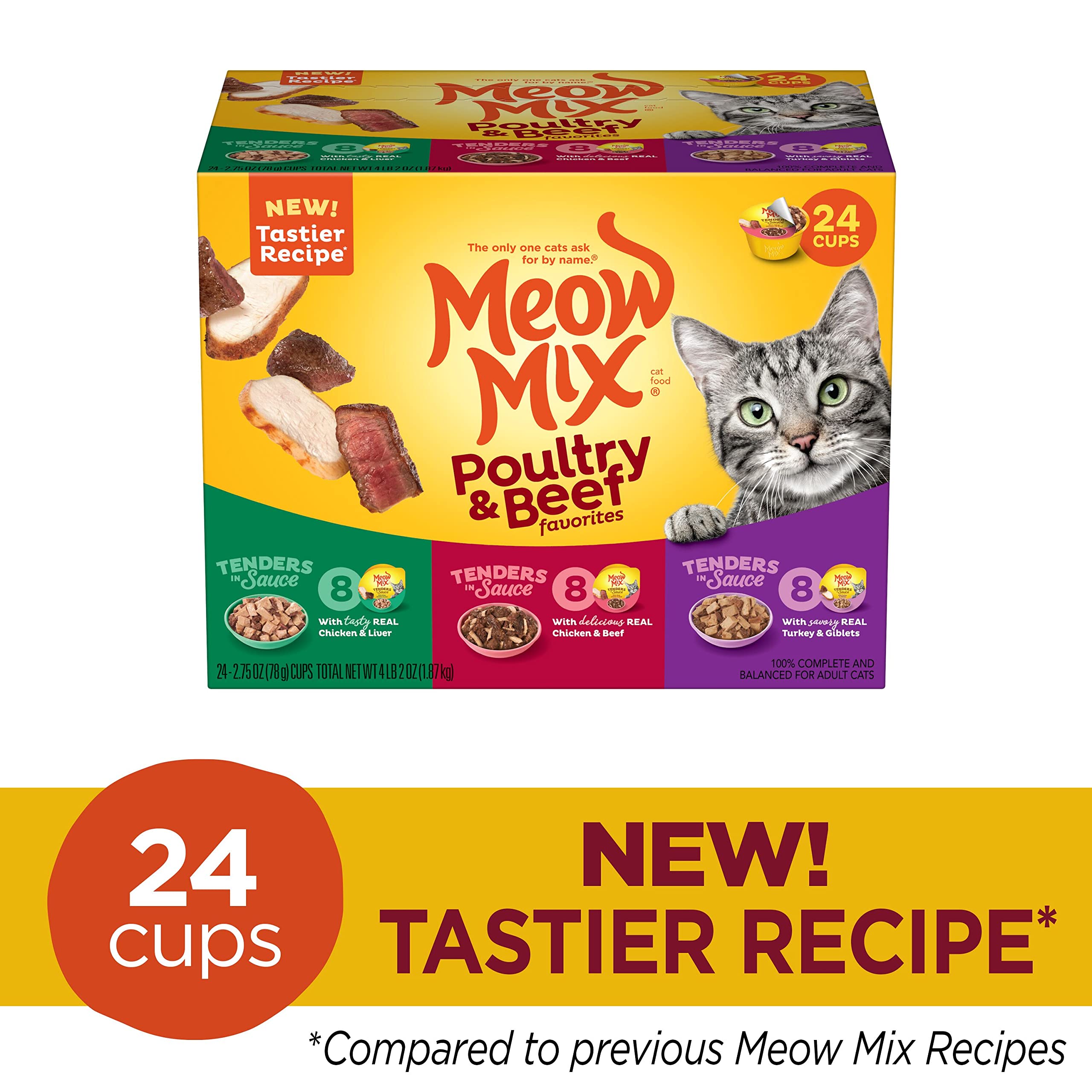 Meow Mix primer plano de textura de tenders que realza apetito