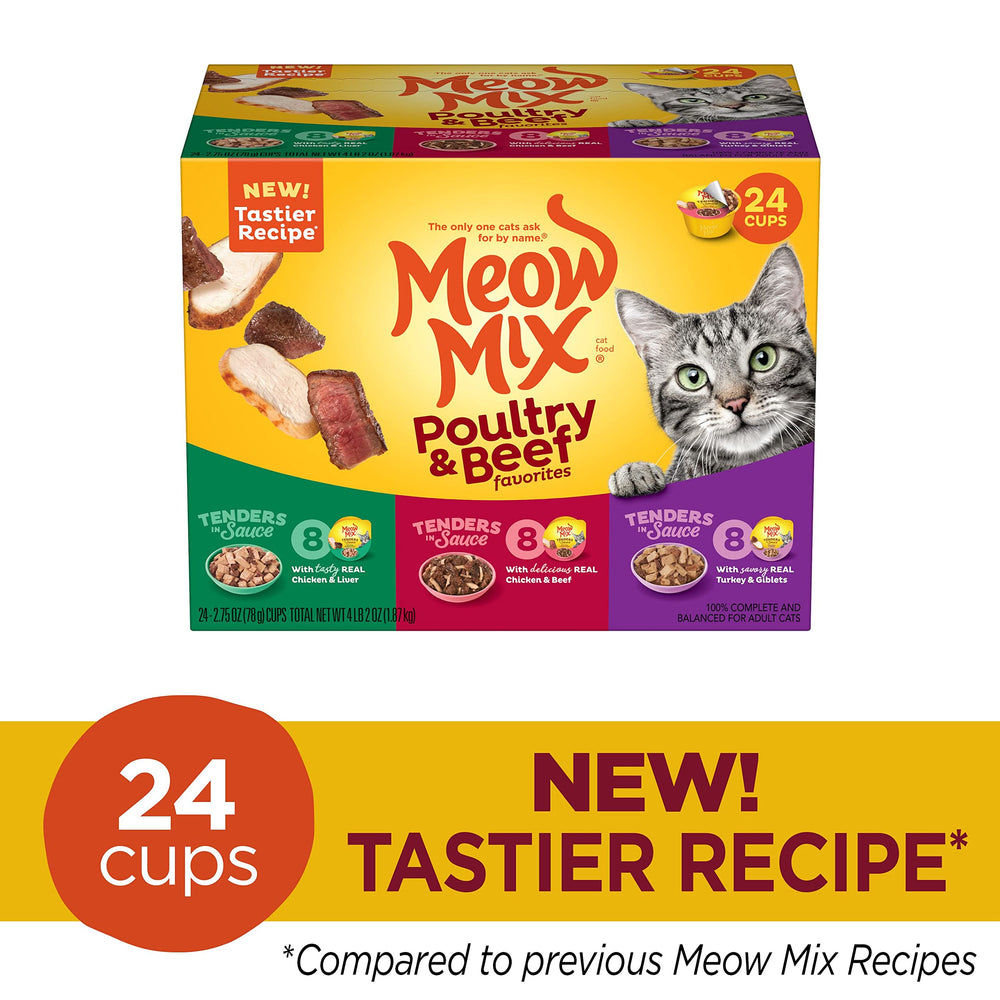 Meow Mix primer plano de textura de tenders que realza apetito