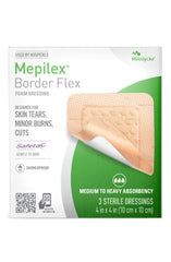 Mepilex empaque frontal mostrando apósito y beneficio protección segura