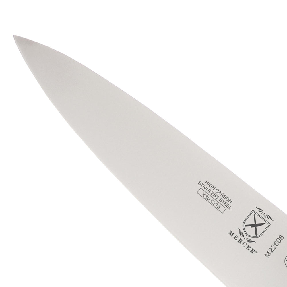 Mercer Culinary comparación de tamaño del cuchillo 8 pulgadas para escalas y uso práctico