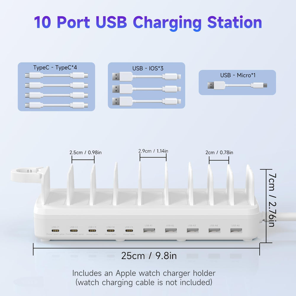 MERGROLY primer plano de los puertos USB-C y USB-A con énfasis en carga rápida