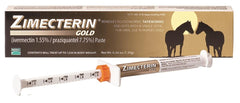 Merial Zimecterin Gold empaque frontal mostrando dosis y uso seguro