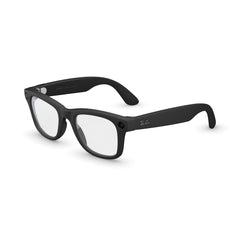 Meta Ray-Ban vista frontal del armazón Wayfarer negro con lentes claras y estilo icónico