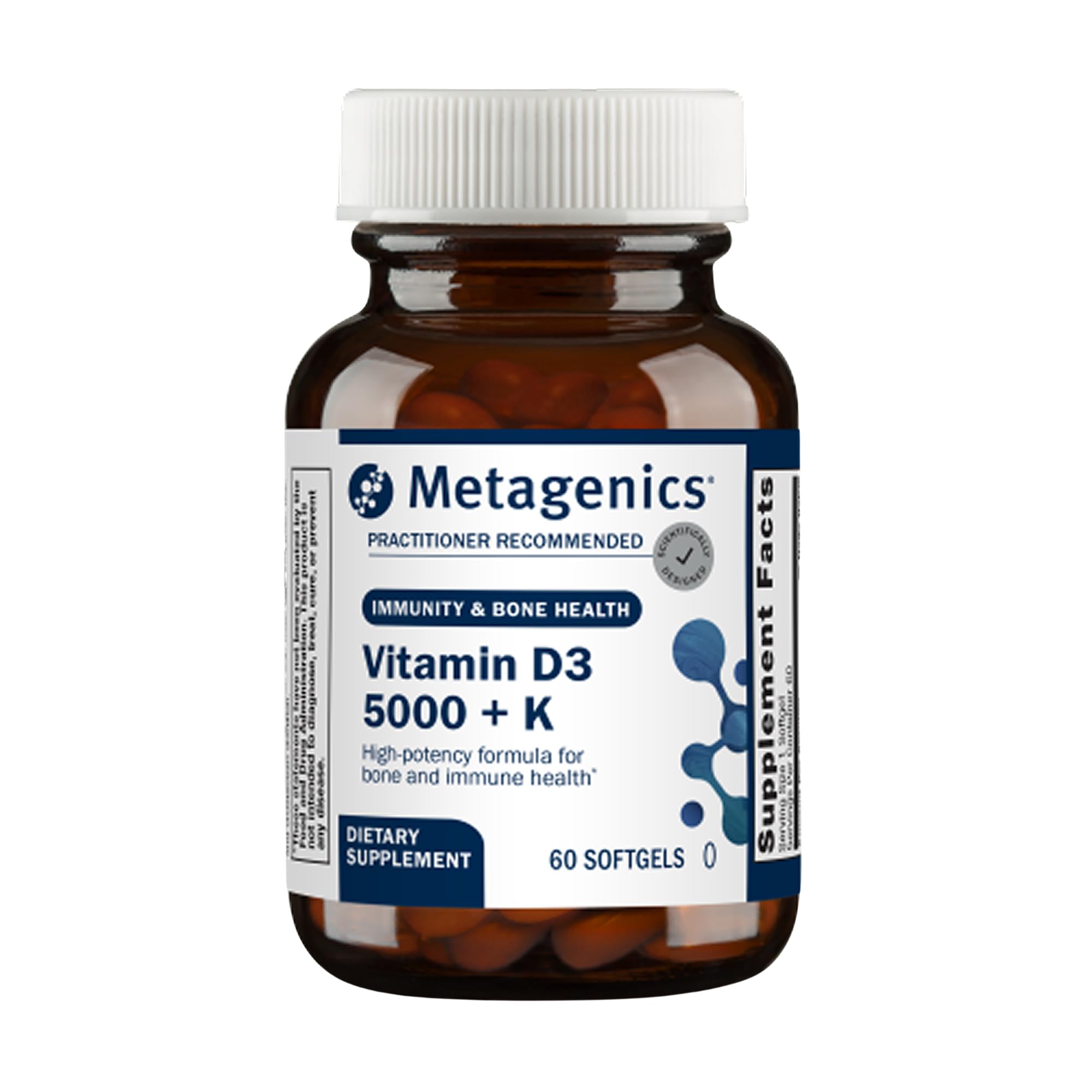 Metagenics envase frontal mostrando producto y beneficios
