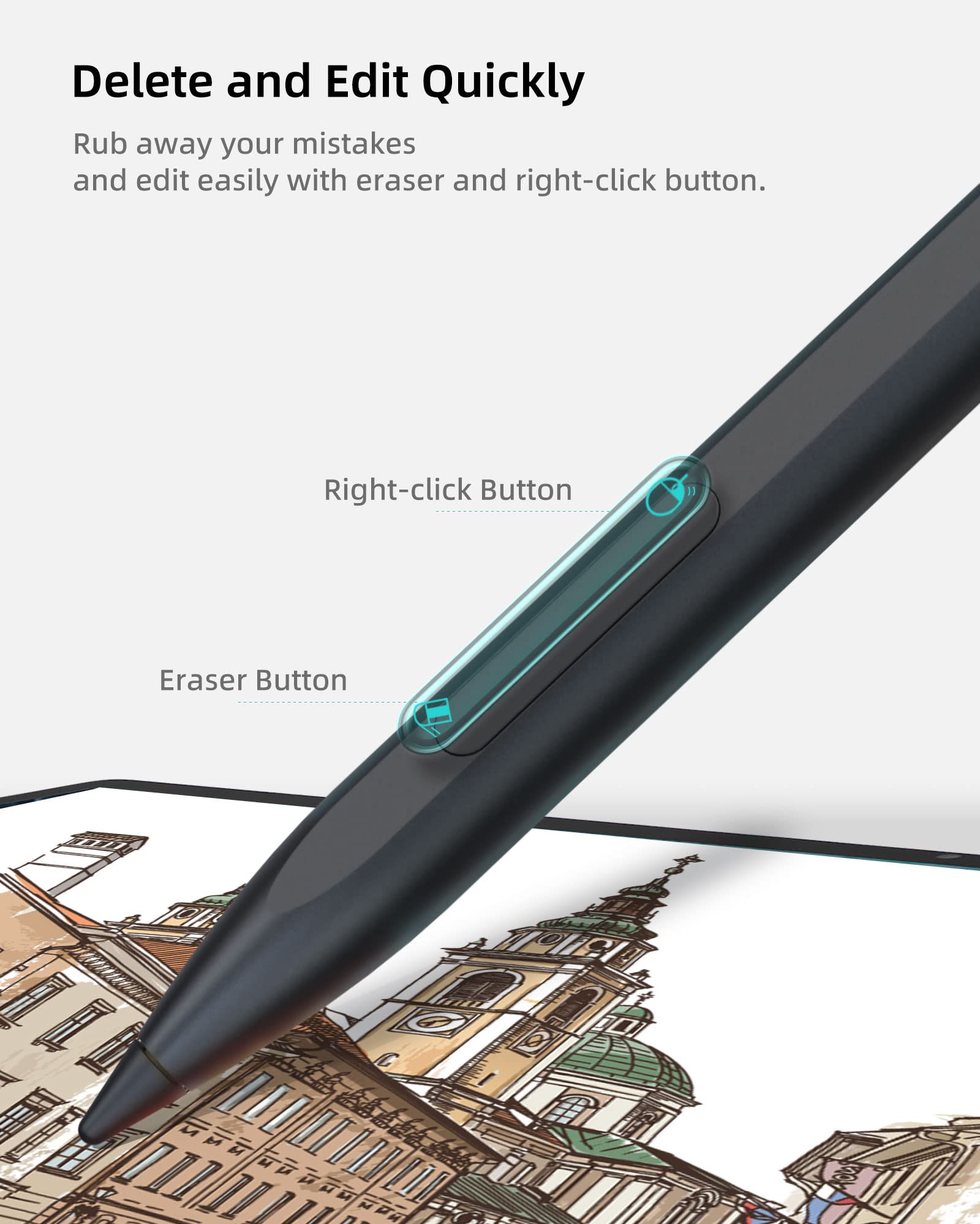 metapen M1 con cable USB-C y punta extra, carga rápida lista