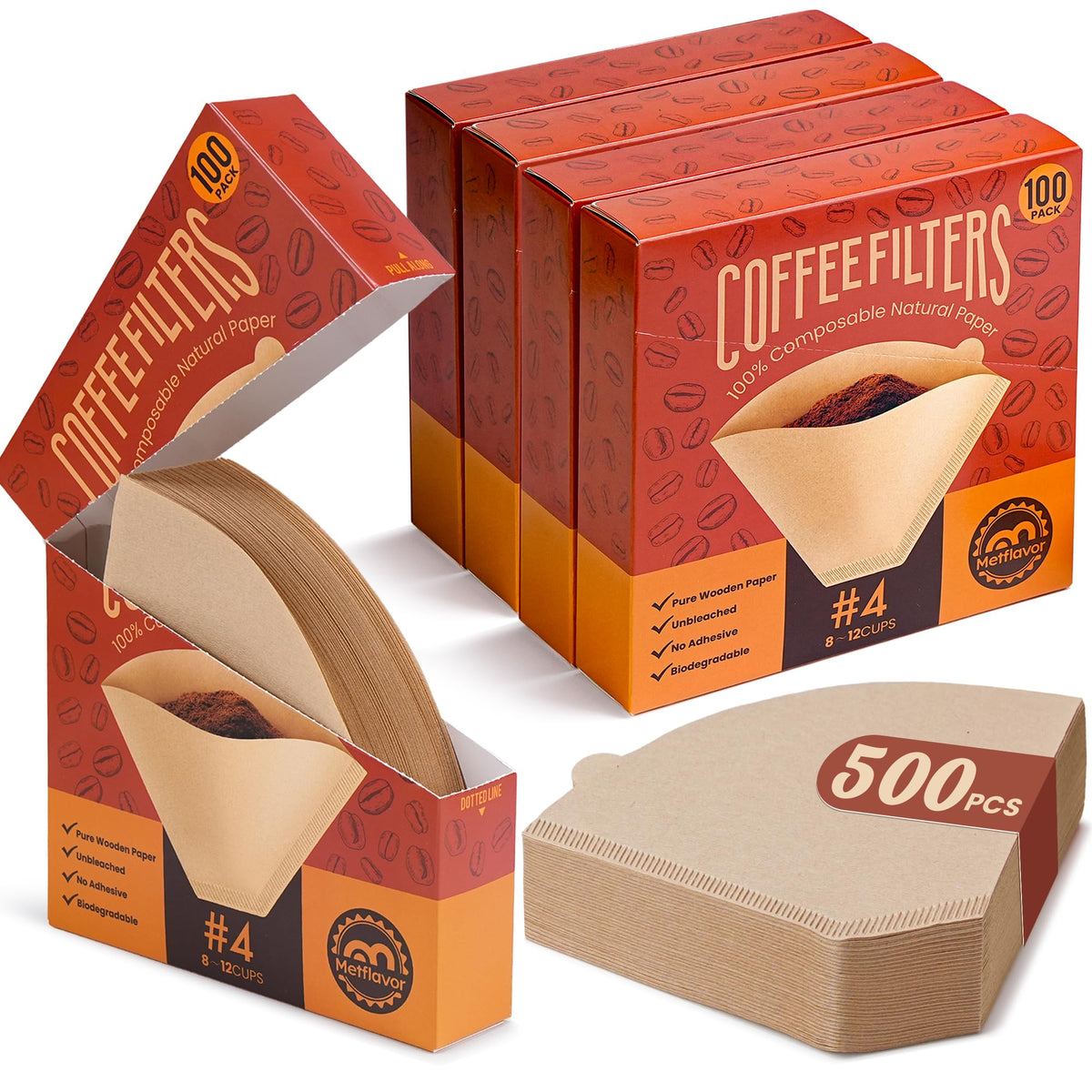 Metflavor filtro frontal del paquete mostrando cantidad y diseño, conveniencia