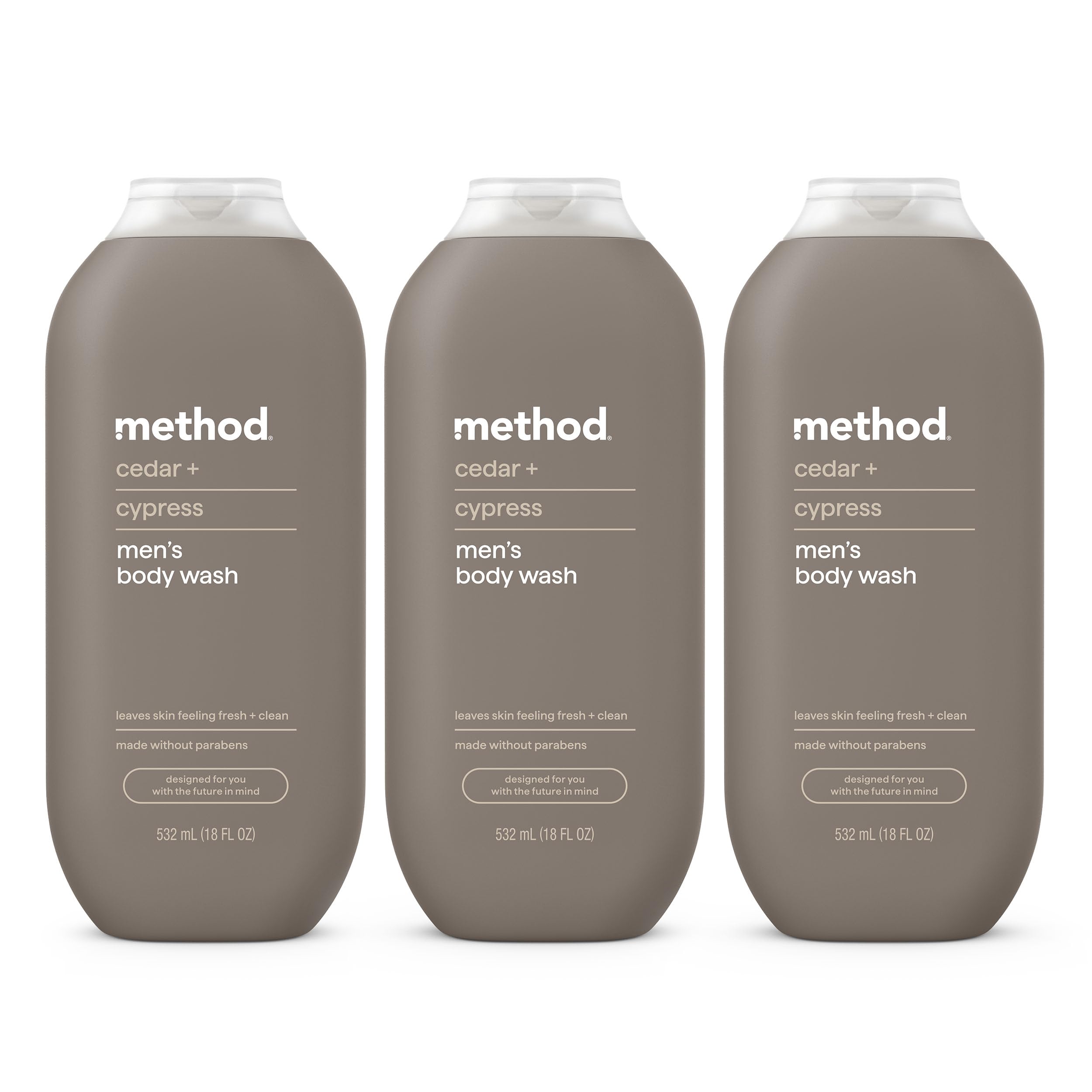 Method frente del envase mostrando diseño y volumen, limpieza eficaz