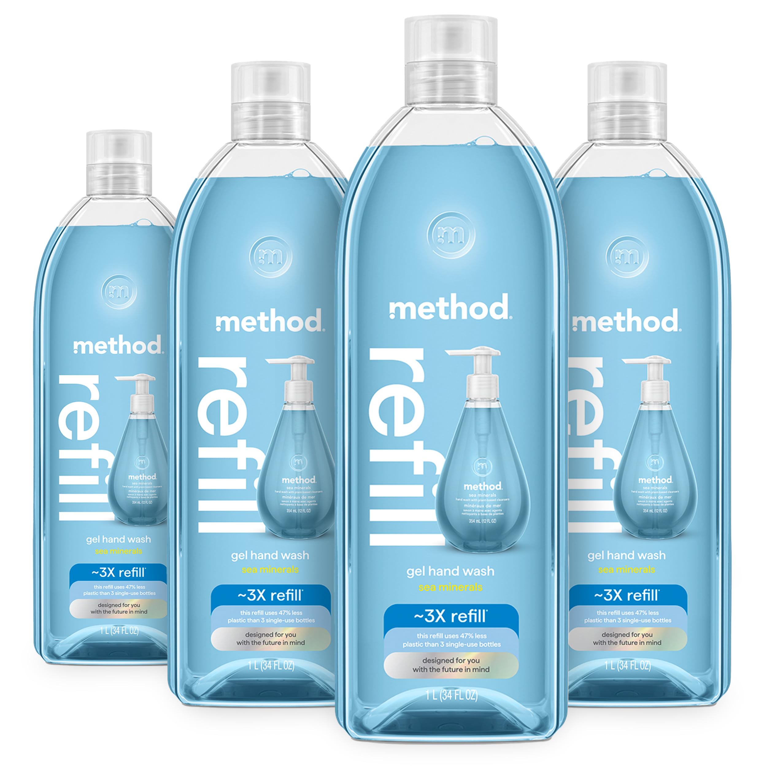 Method pack frontal mostrando 4 recargas y ahorro de plástico