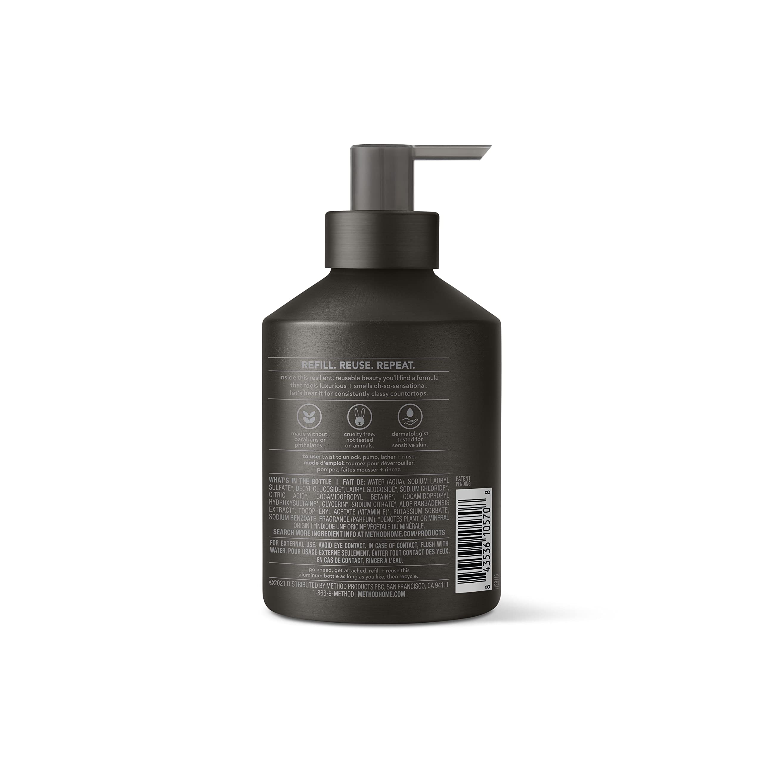Method textura del gel vetiver + ámbar clara y espumosa para limpieza suave