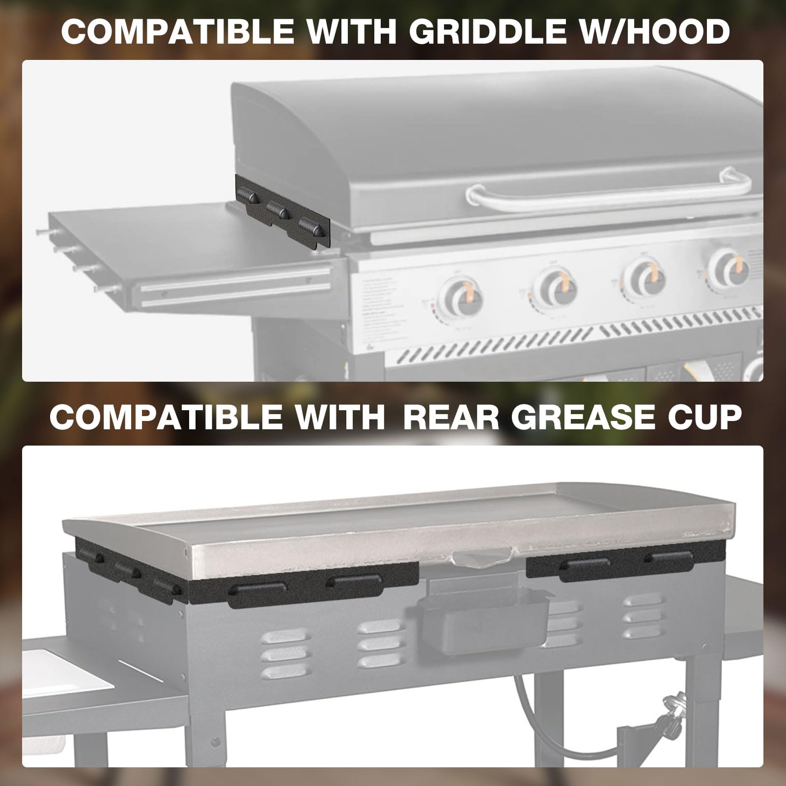 MeWeBlue side guard installed on Blackstone griddle improving heat retention