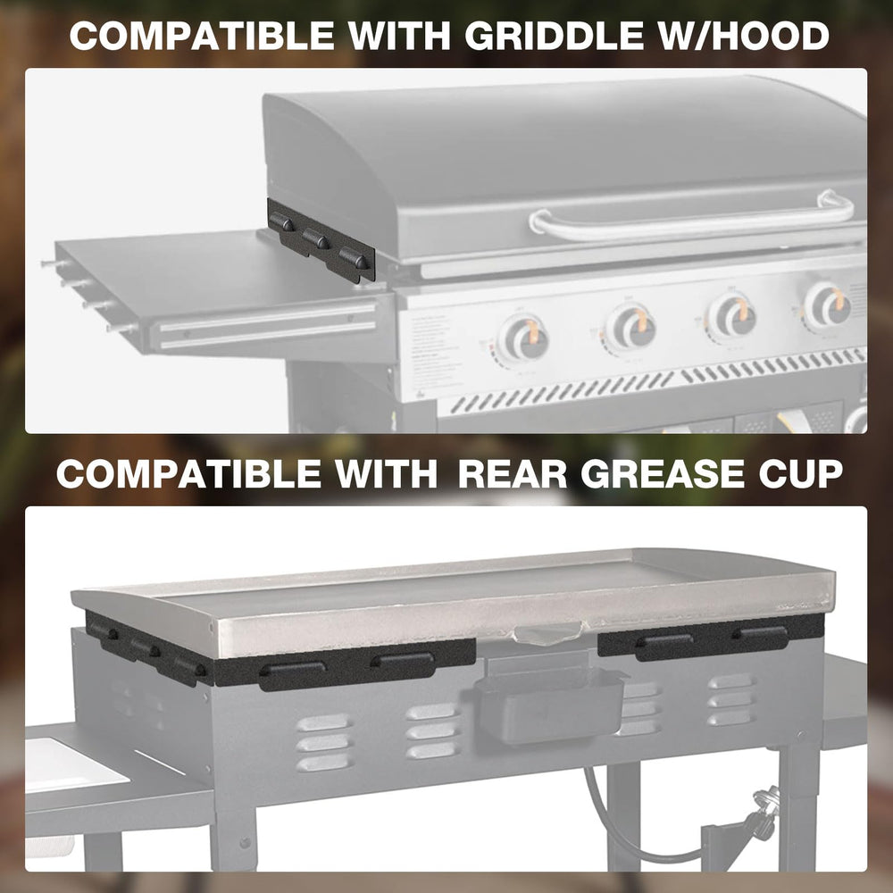 MeWeBlue side guard installed on Blackstone griddle improving heat retention