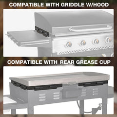 MeWeBlue side guard installed on Blackstone griddle improving heat retention
