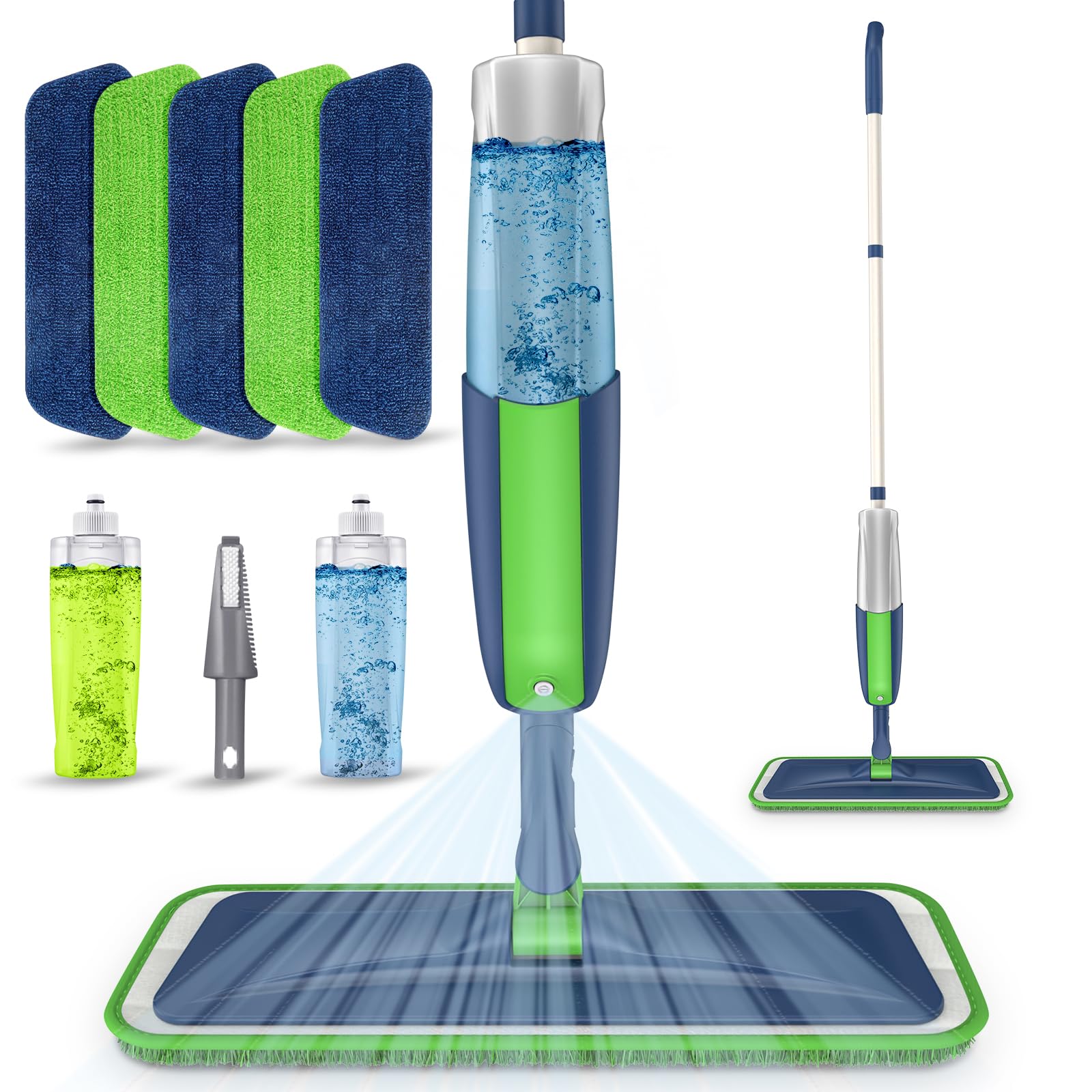 MEXERRIS assembled mop and kit front view showing complete set and storage benefit