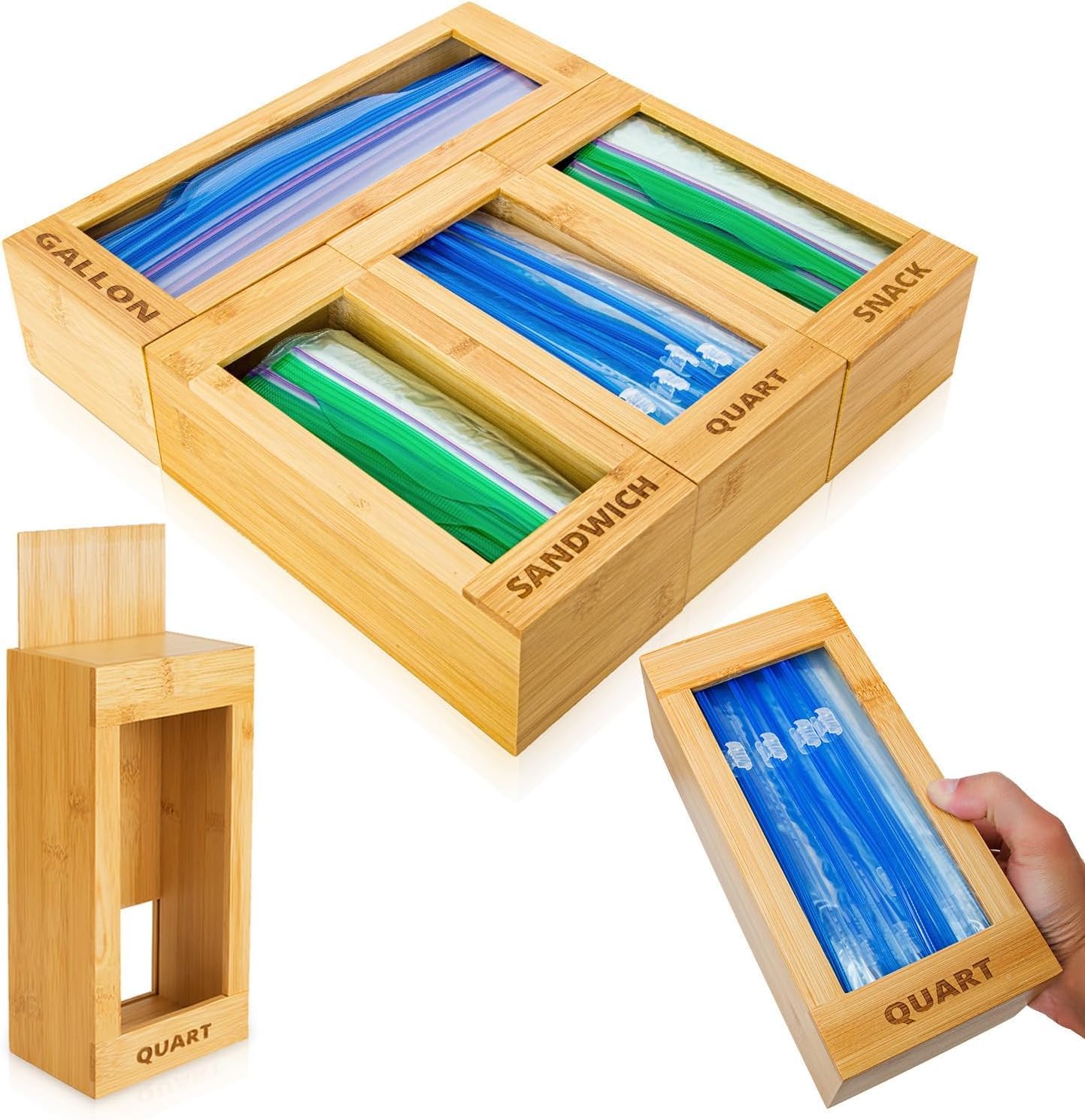 mHomeBilt vista frontal del organizador mostrando bolsas listasy orden