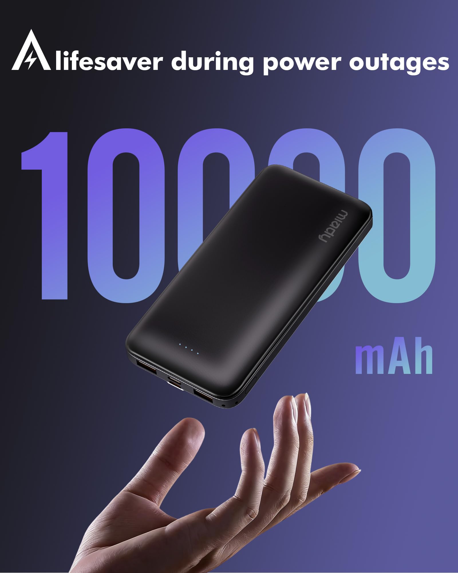 Miady embalaje abierto con cables USB-C mostrando lo incluido y listos para usar