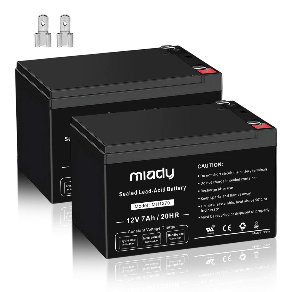 Miady vista frontal del paquete de baterías mostrando dos unidades y beneficios de respaldo