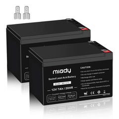 Miady vista frontal del paquete de baterías mostrando dos unidades y beneficios de respaldo