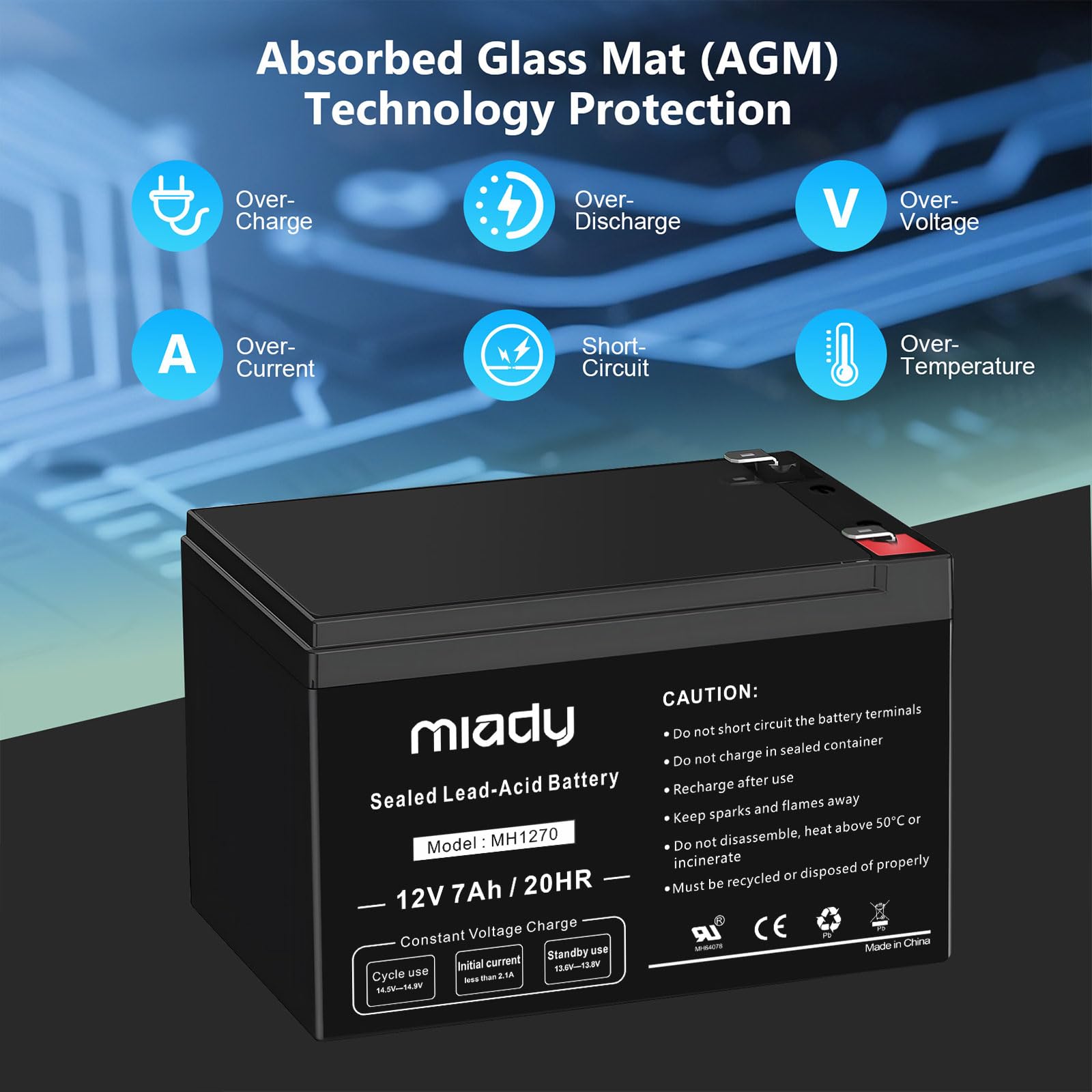 Miady batería alimentando iluminación de emergencia, energía segura inmediata
