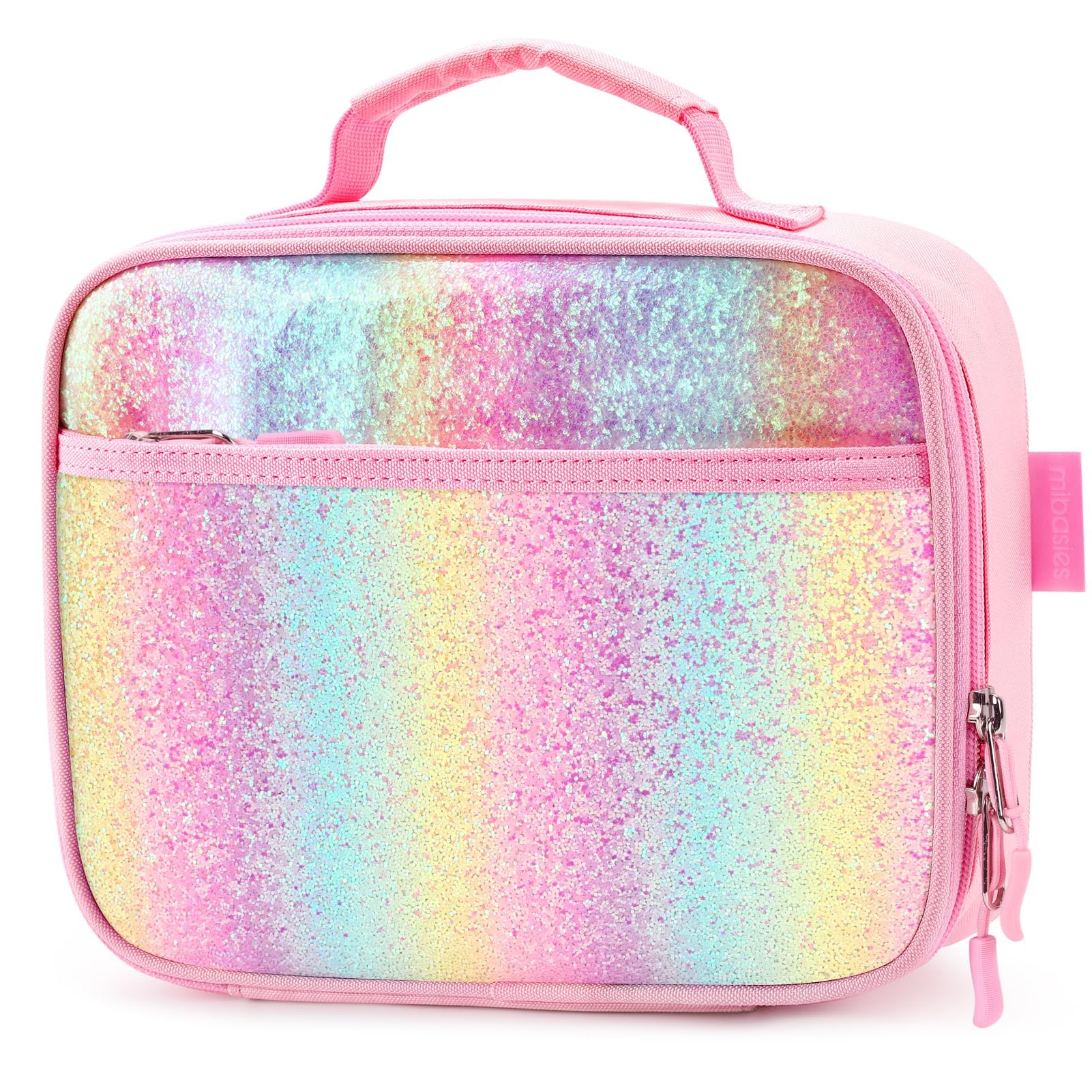 mibasies lonchera frontal con diseño rosa azul arcoíris, atractiva para niños