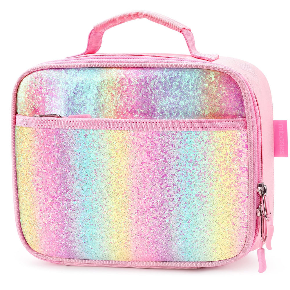 mibasies lonchera frontal con diseño rosa azul arcoíris, atractiva para niños