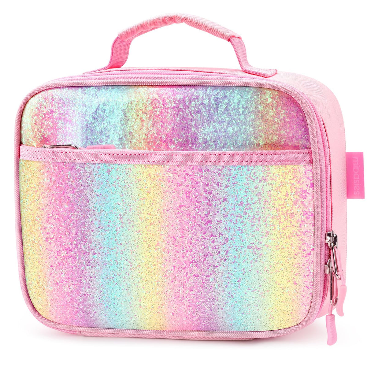 mibasies lonchera frontal con diseño rosa azul arcoíris, atractiva para niños