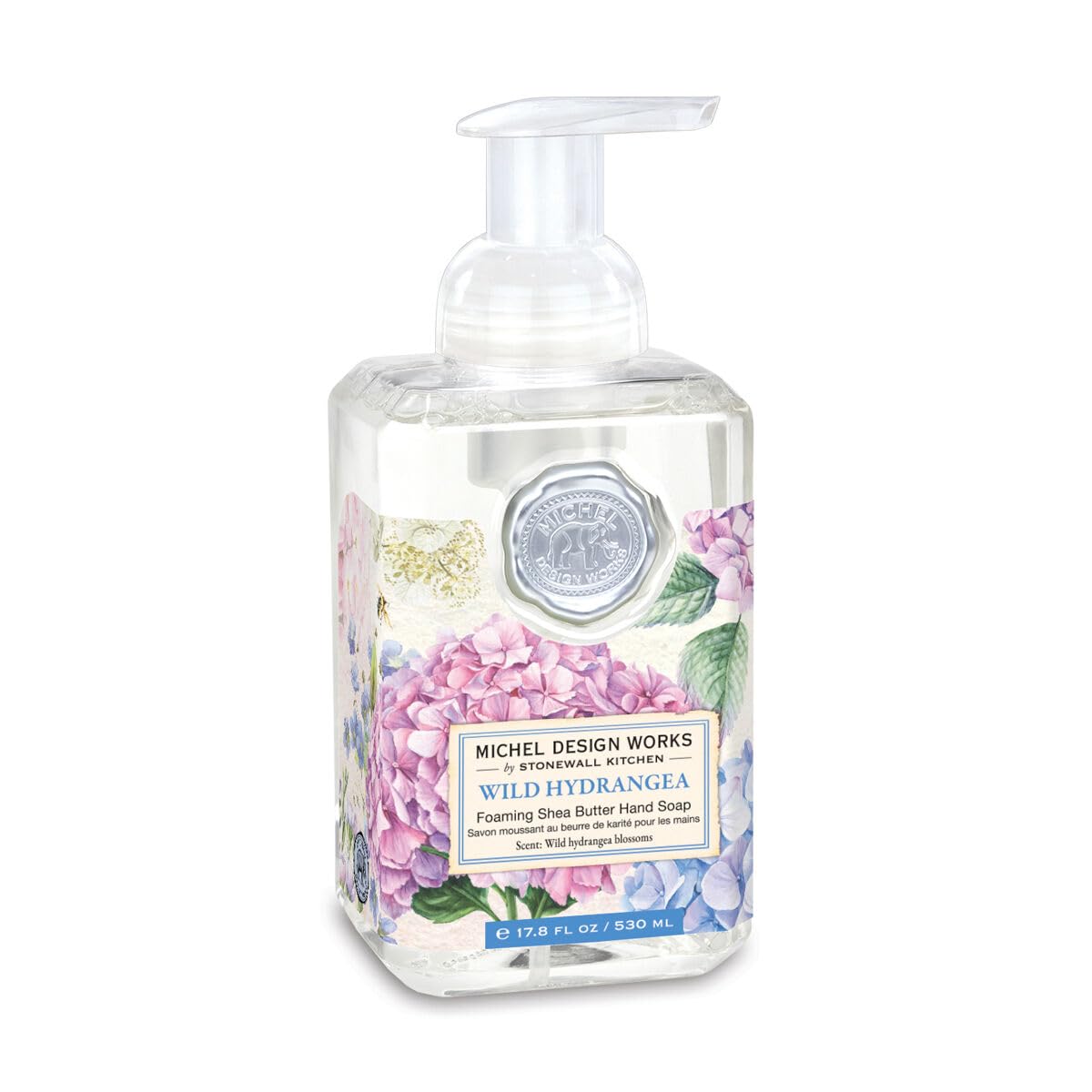 Michel Design Works frasco frontal Wild Hydrangea con diseño floral y perfume sofisticado