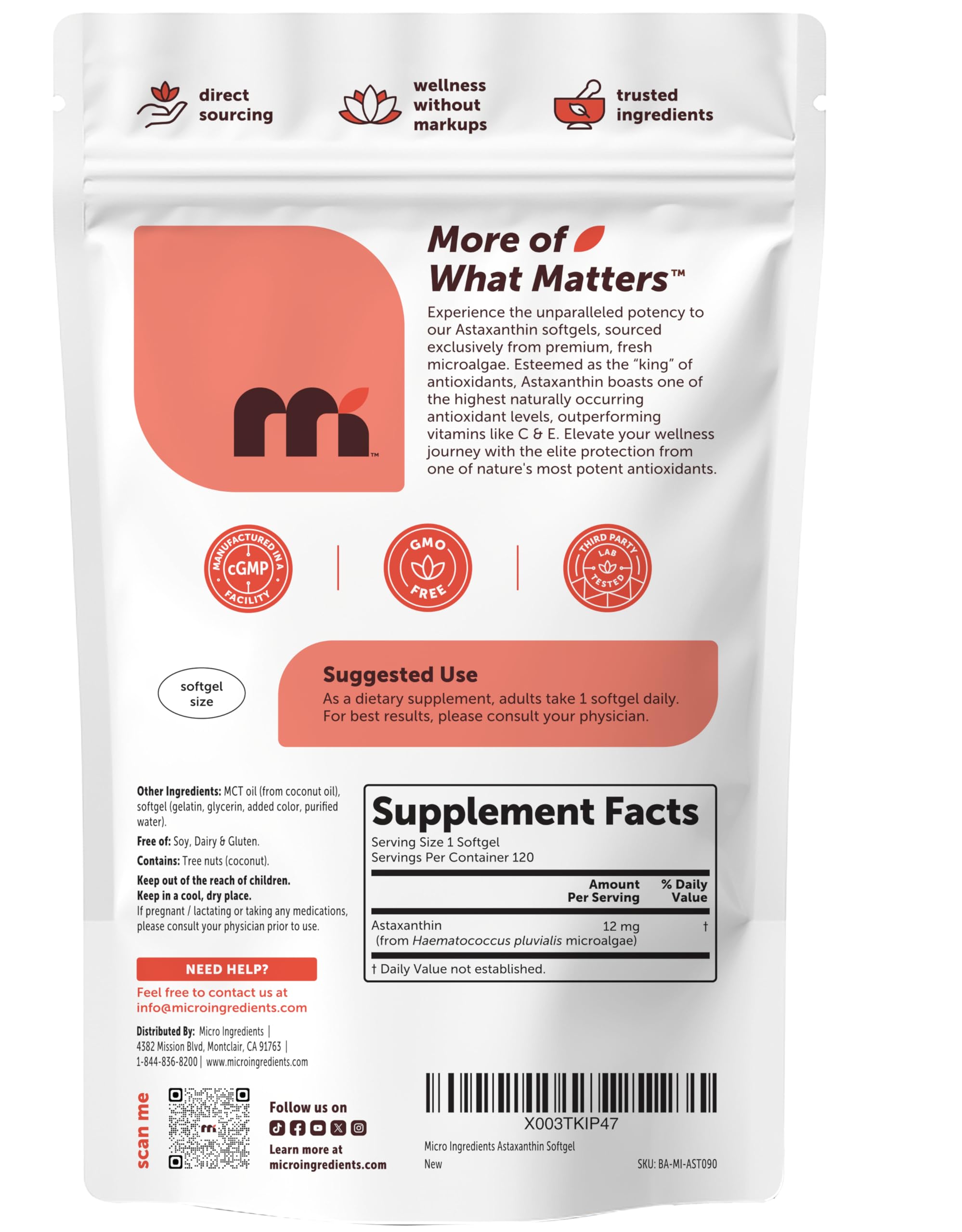 Micro Ingredients botella abierta con softgels dentro conveniente